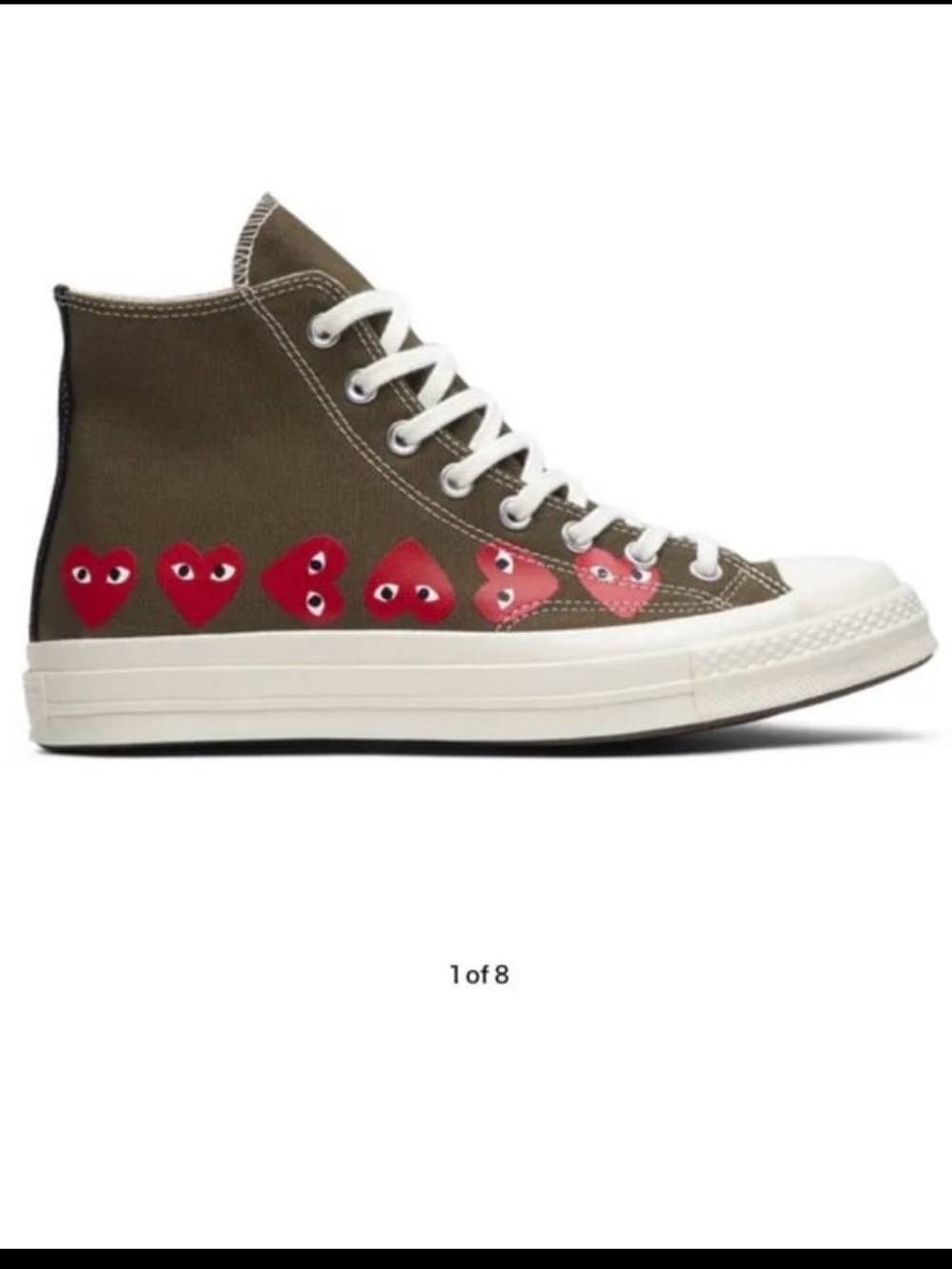 Converse Comme des Garçons Play x Chuck 70 Ні Top Multi Heart Sneakers.